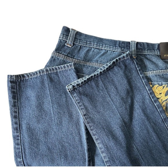 VINTAGE Phat Farm Jeans 38 Baggy Wide‎ Leg Hip-Hop Y2K 90's Grunge Embroidered - Picture 6 of 8